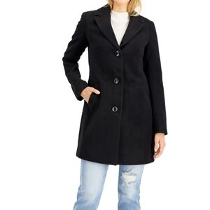 Maralyn & Me Single-Breasted Reefer Coat Black